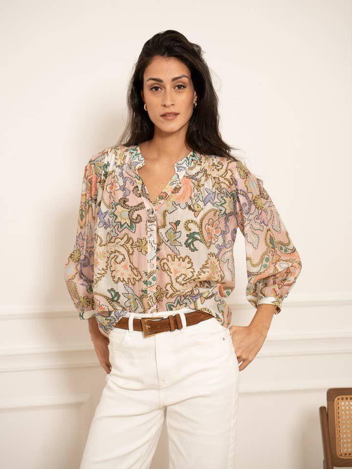 Jennah - Silk blend printed top