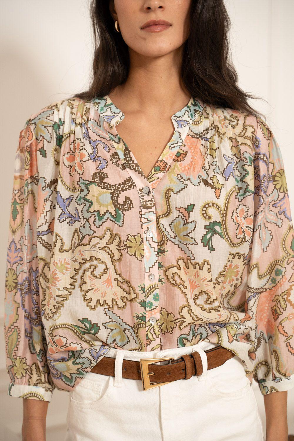 Jennah - Silk blend printed top