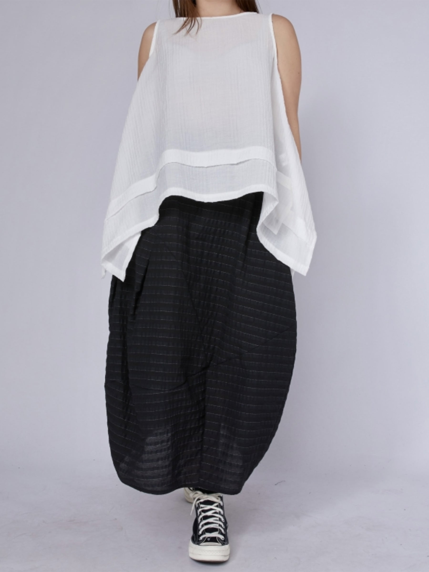Penelope - Pinstripe cocoon skirt