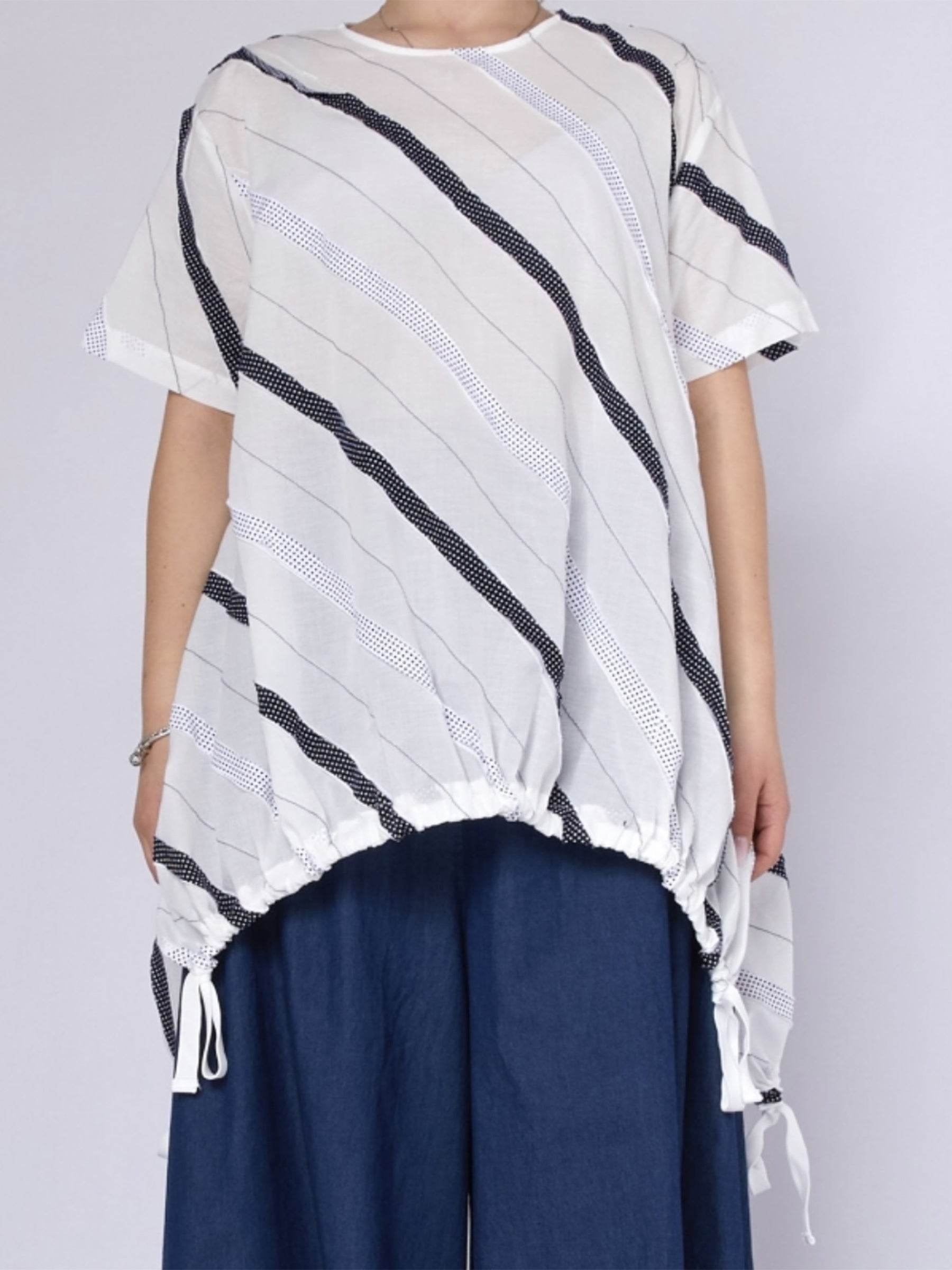 Abigail - Striped dip side blouse