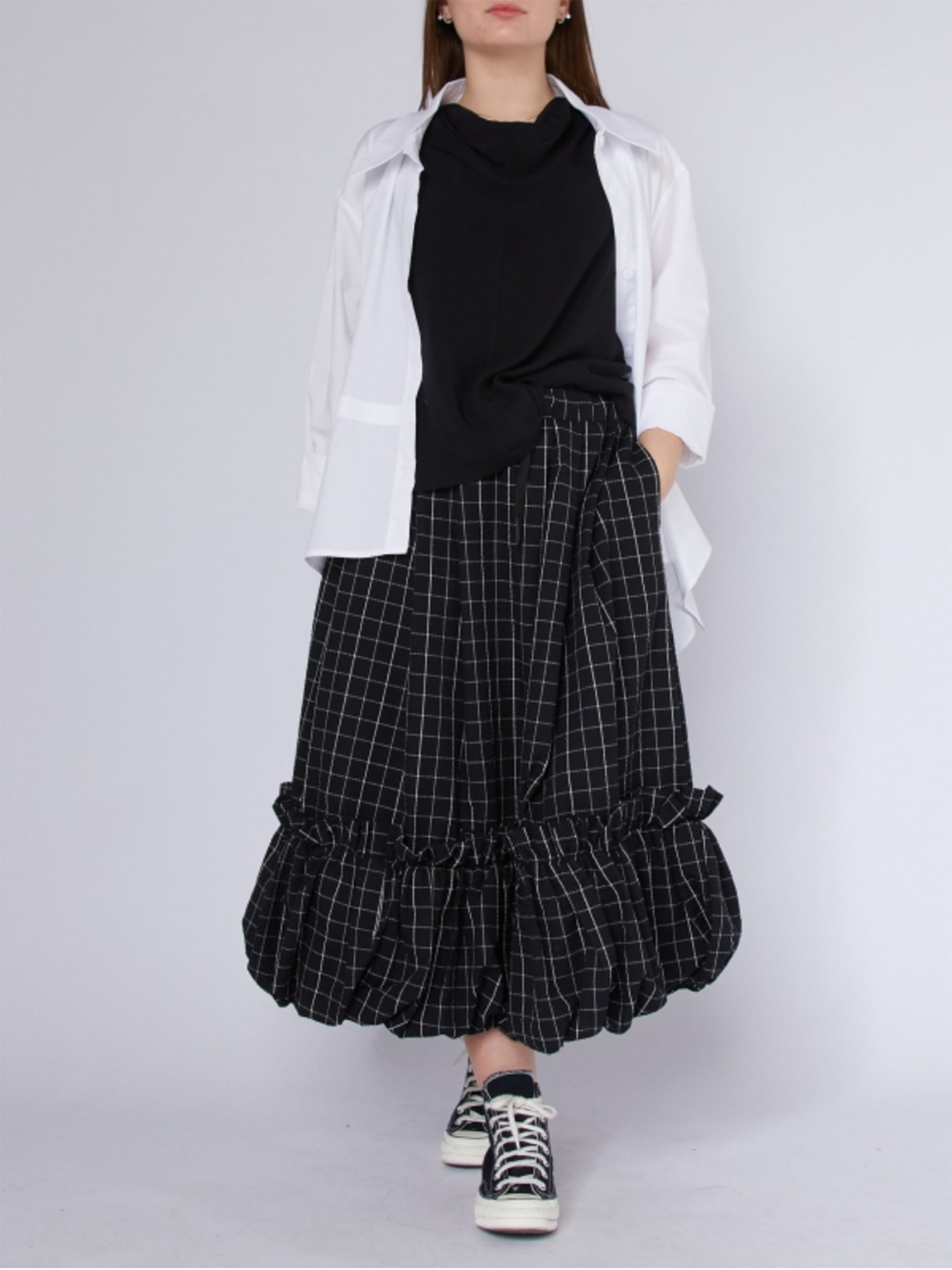 Leona - check puff hem skirt