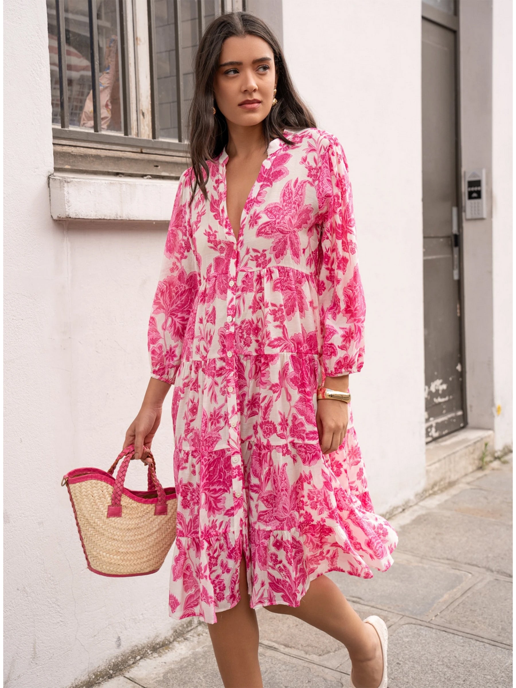 Jennah -  Silk blend printed midi dress