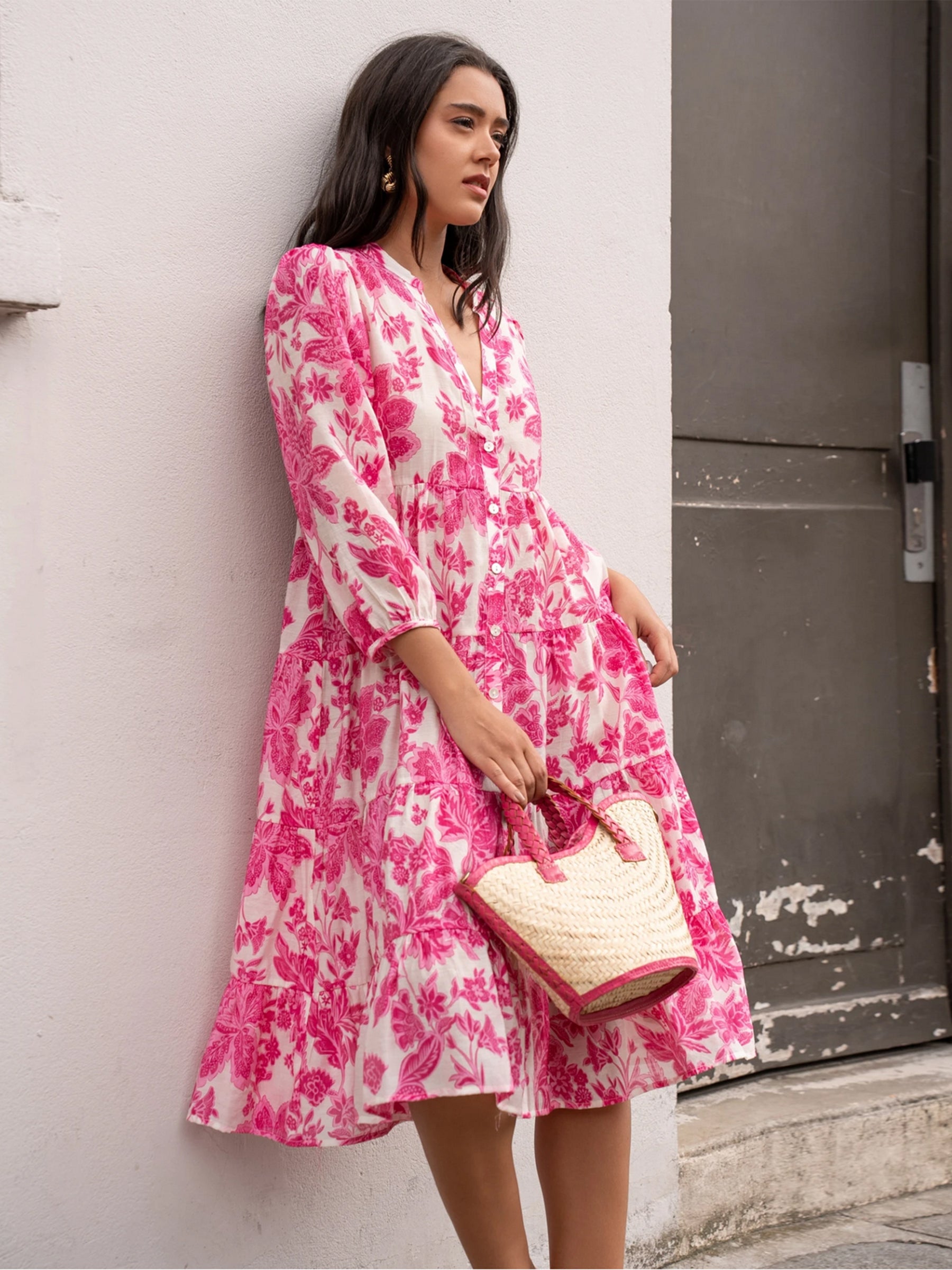 Jennah -  Silk blend printed midi dress