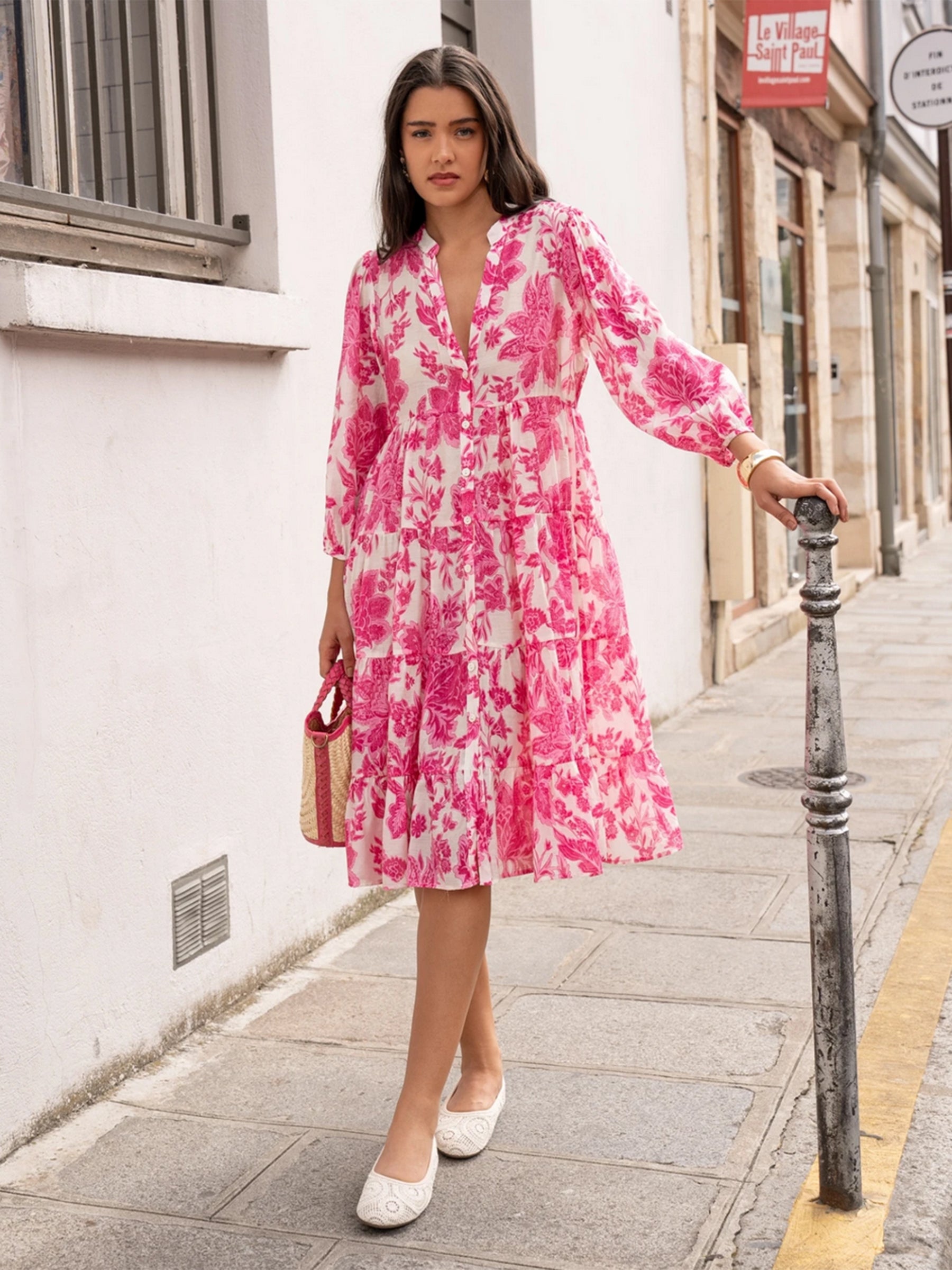 Jennah -  Silk blend printed midi dress