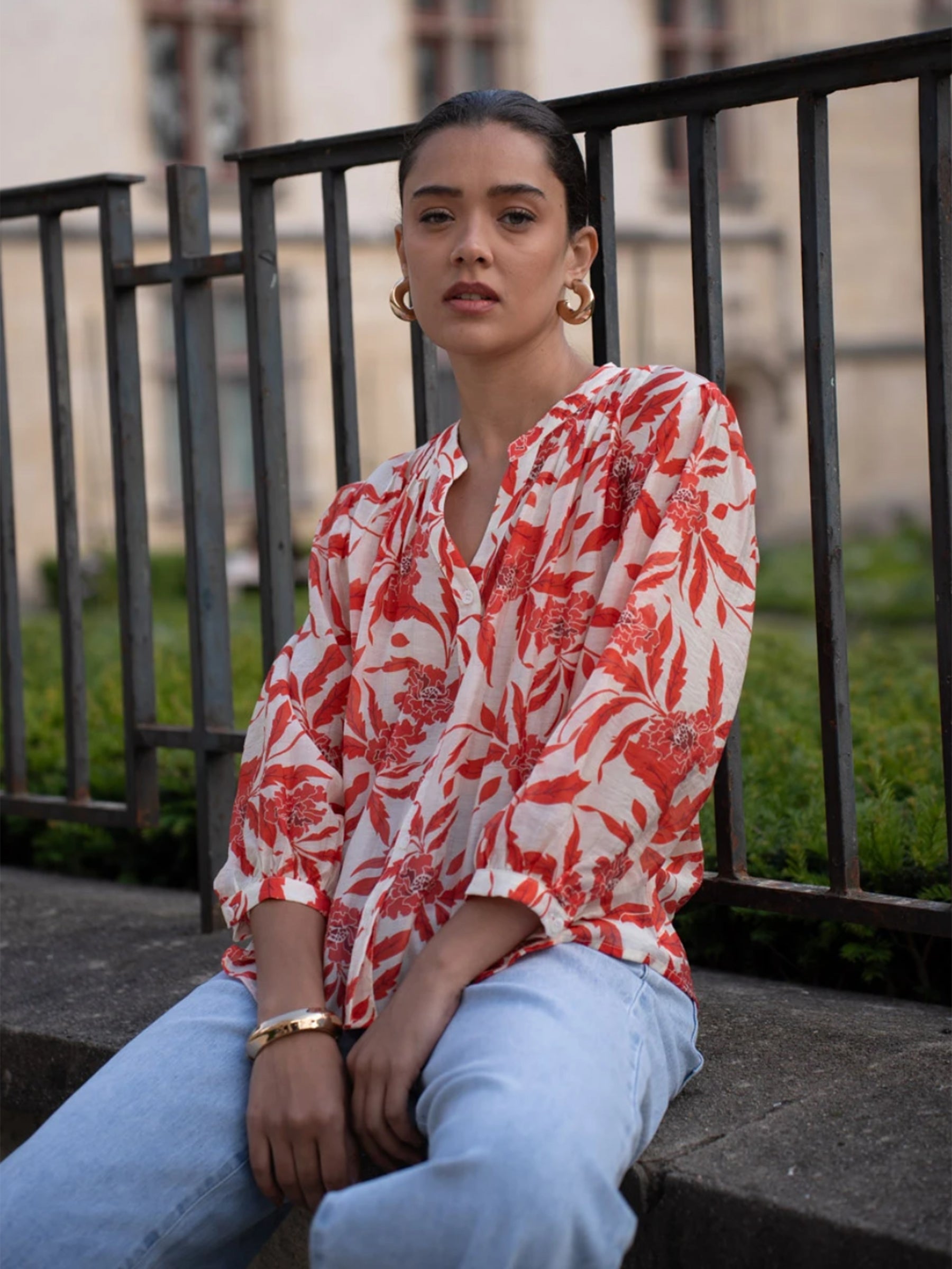 Jennah - Floral print silk blend blouse