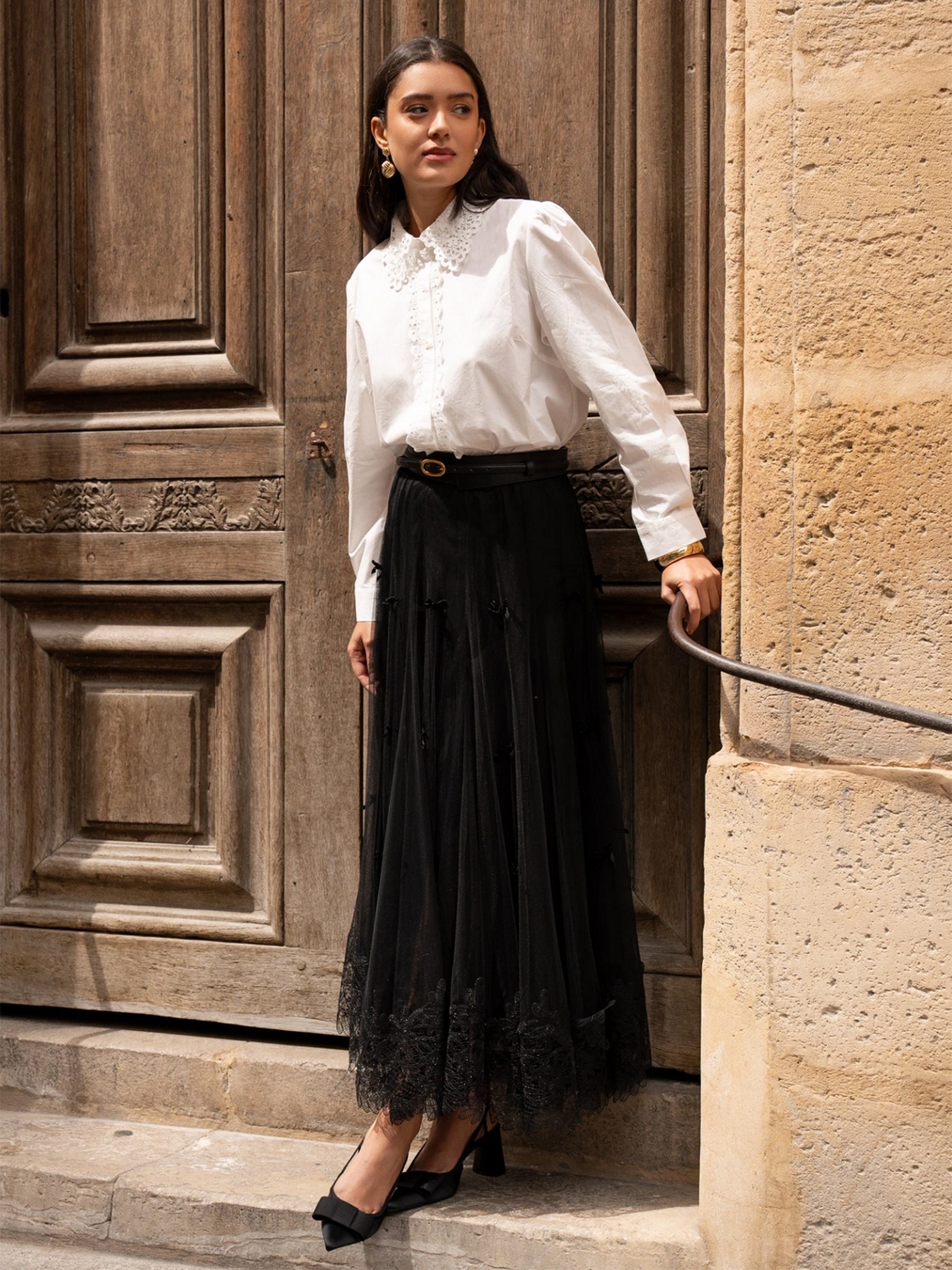 Lize - Crochet collar shirt