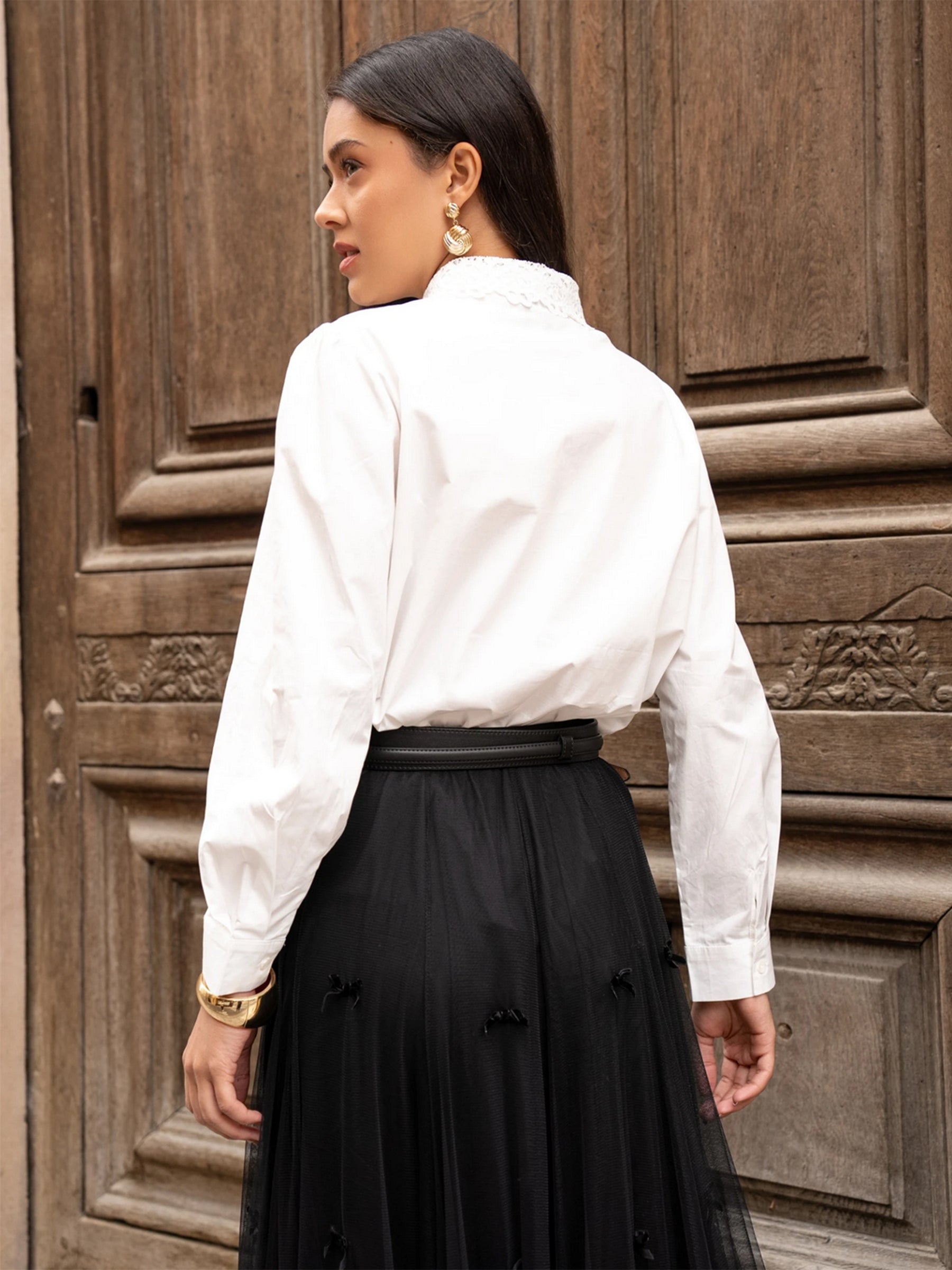 Lize - Crochet collar shirt