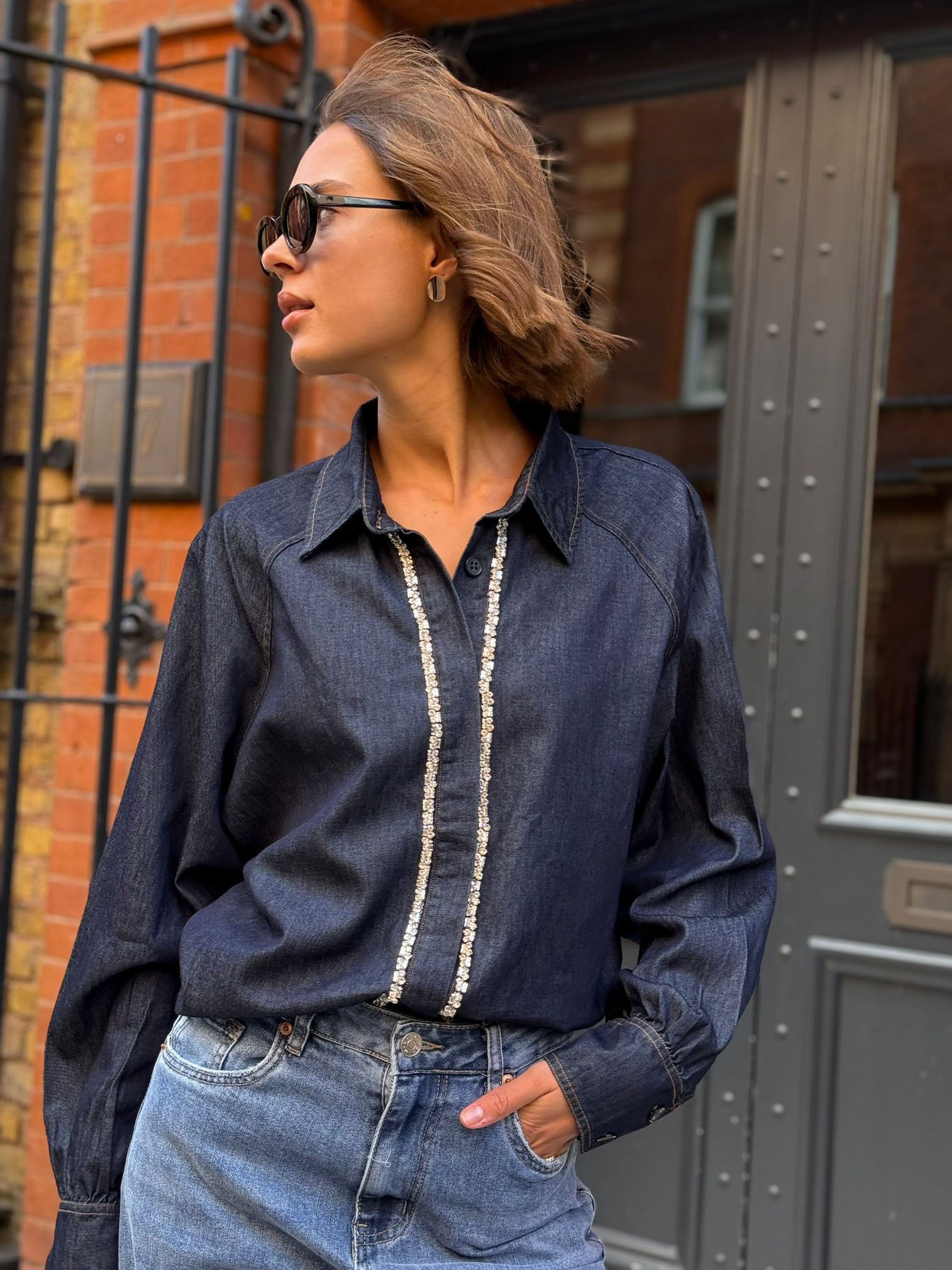 Flynn - Denim and diamante shirt