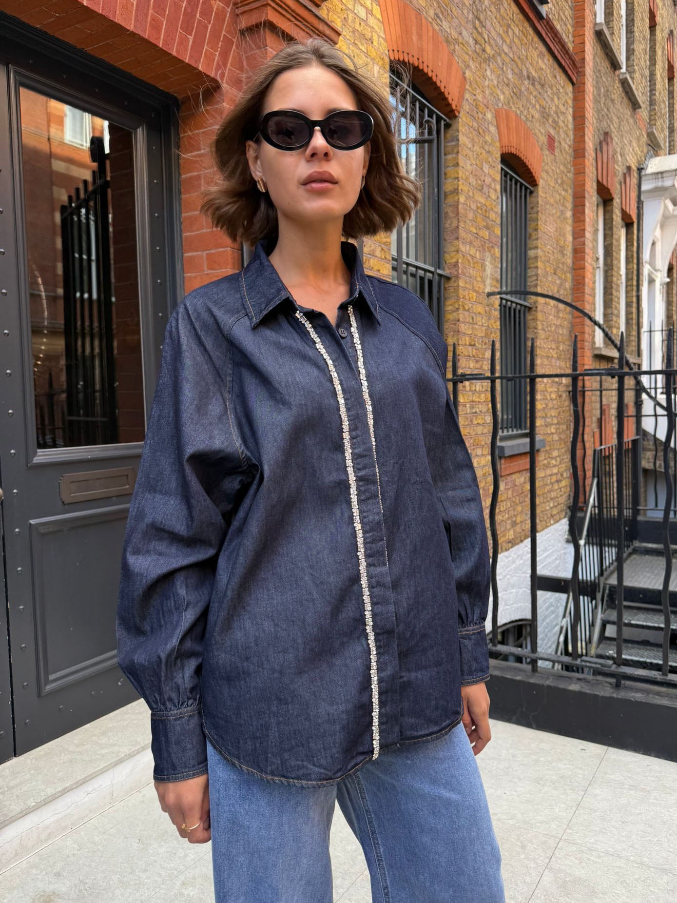 Flynn - Denim and diamante shirt