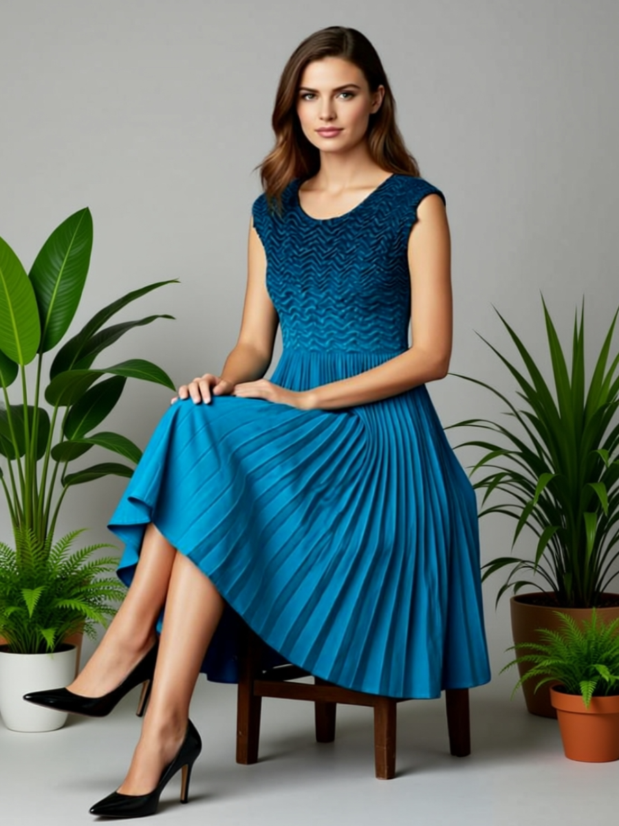 Marlin - Gradient pleated dress
