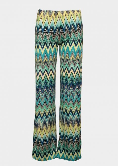 Guax french jersey blue/green printed palazzo trouser