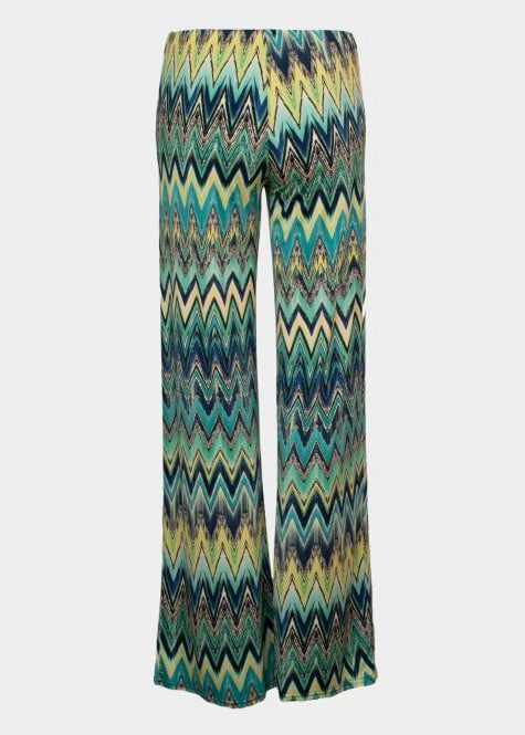 Guax french jersey blue/green printed palazzo trouser