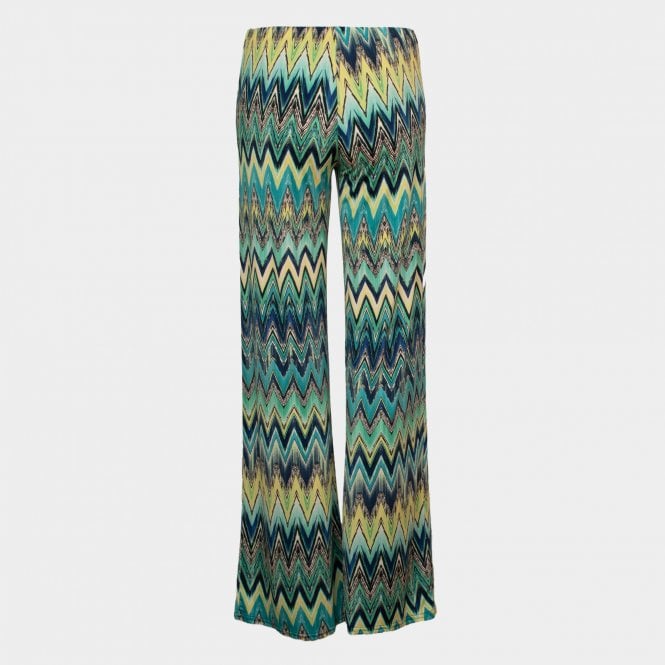 Guax french jersey blue/green printed palazzo trouser