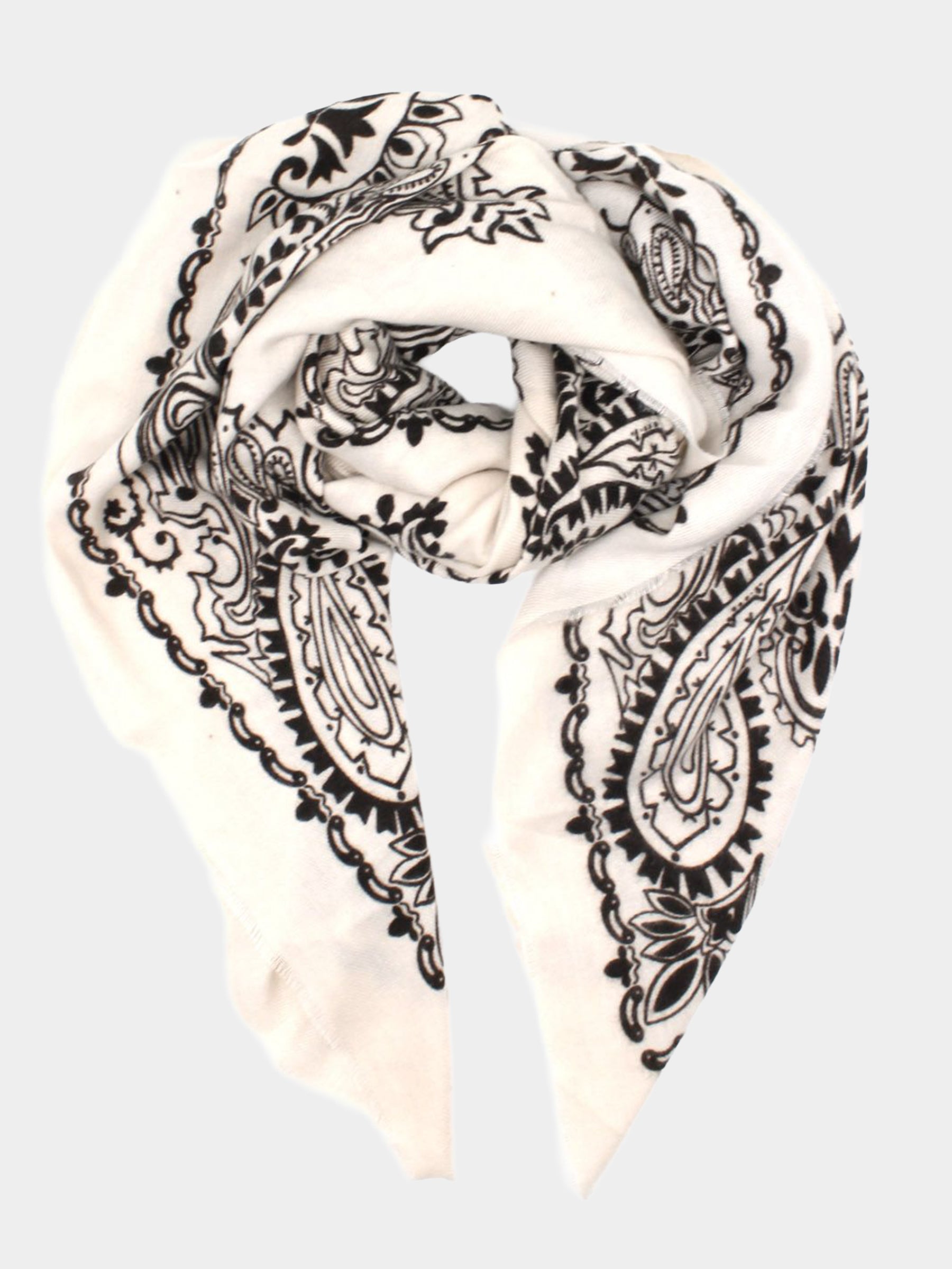 Paige - Paisley print scarf Cream