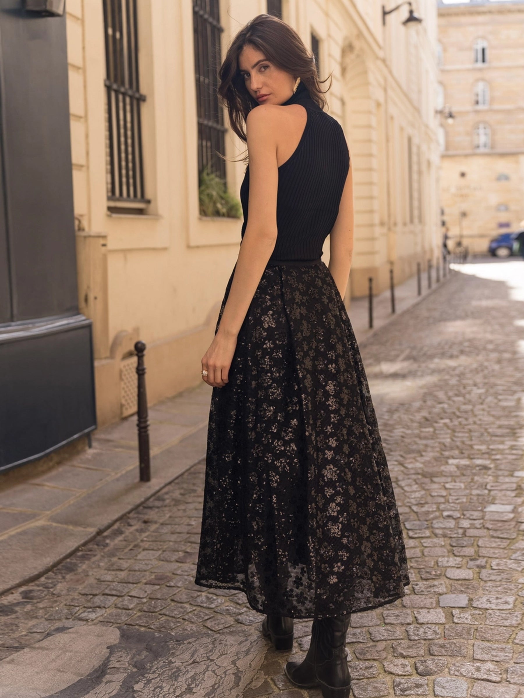 Tazmin -Sequin maxi skirt