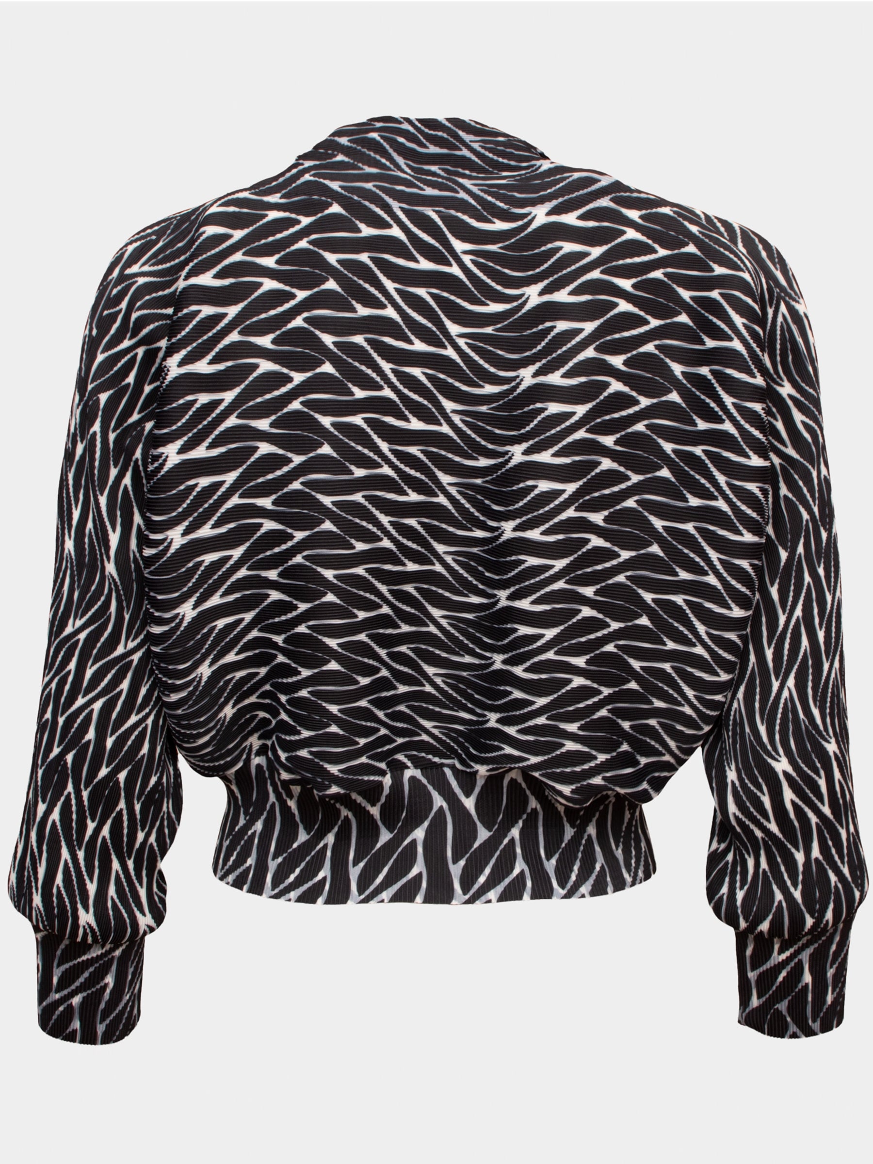 Juliette black white printed pleated bomber jacket