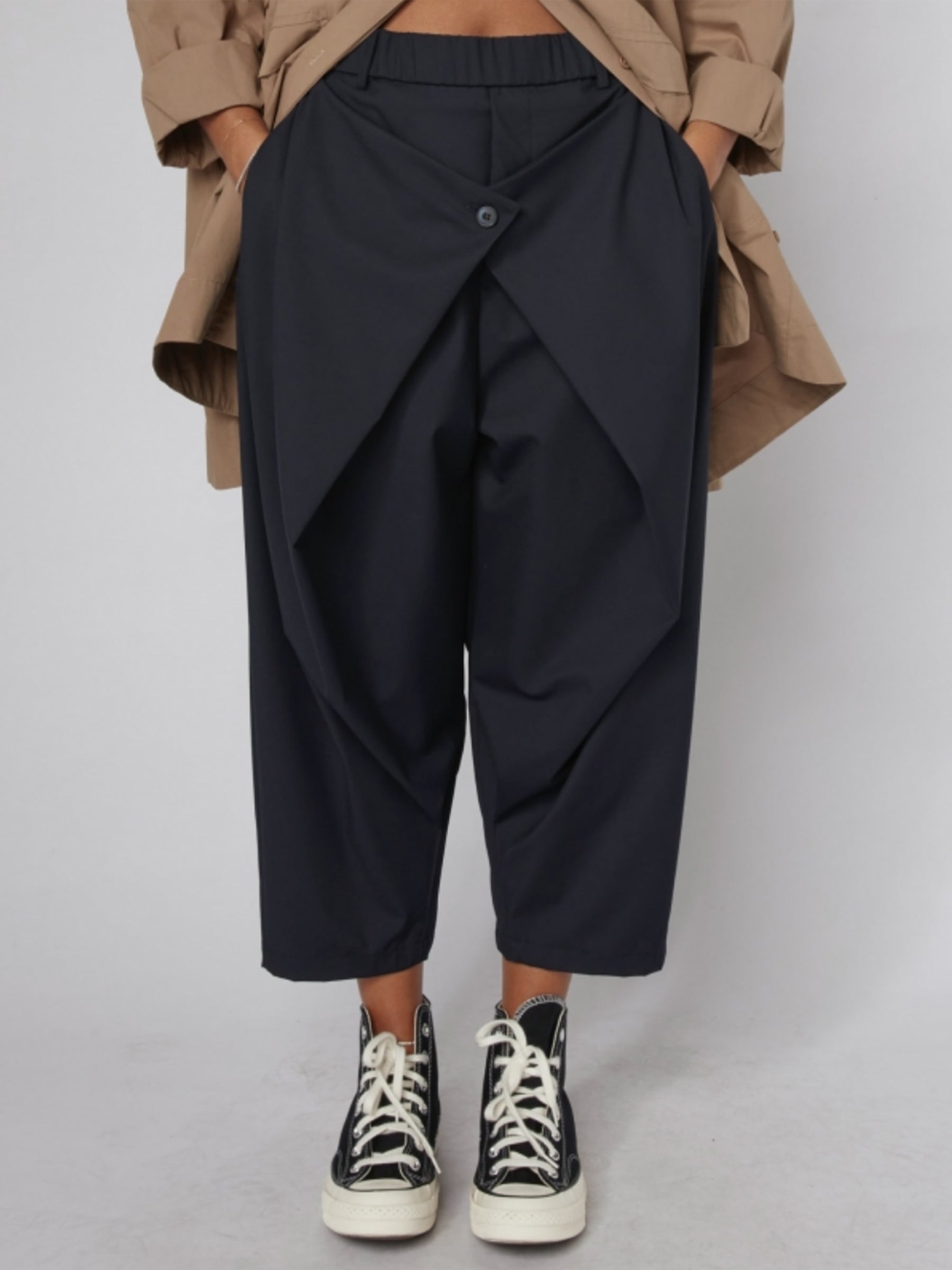 Ebony -  Wrap front front cropped trouser
