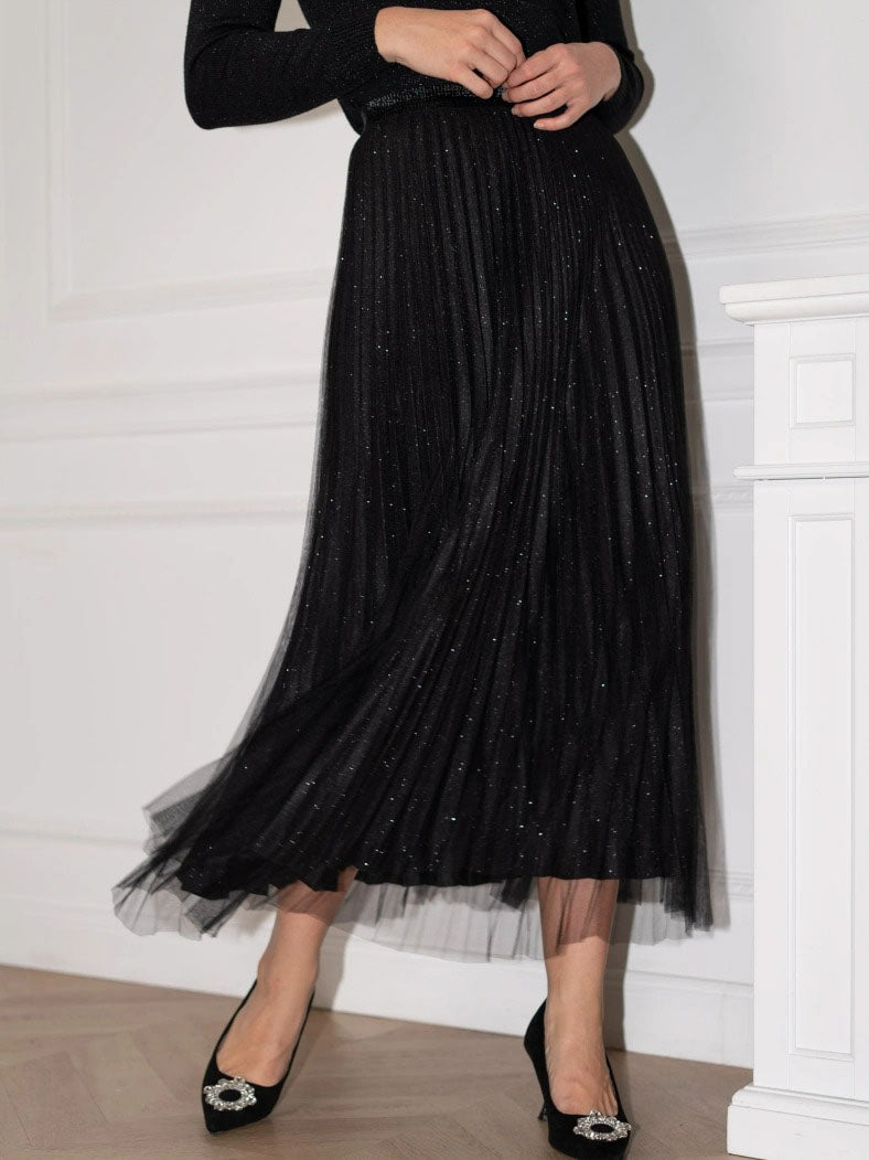 Maya - Glitter pleated tulle skirt