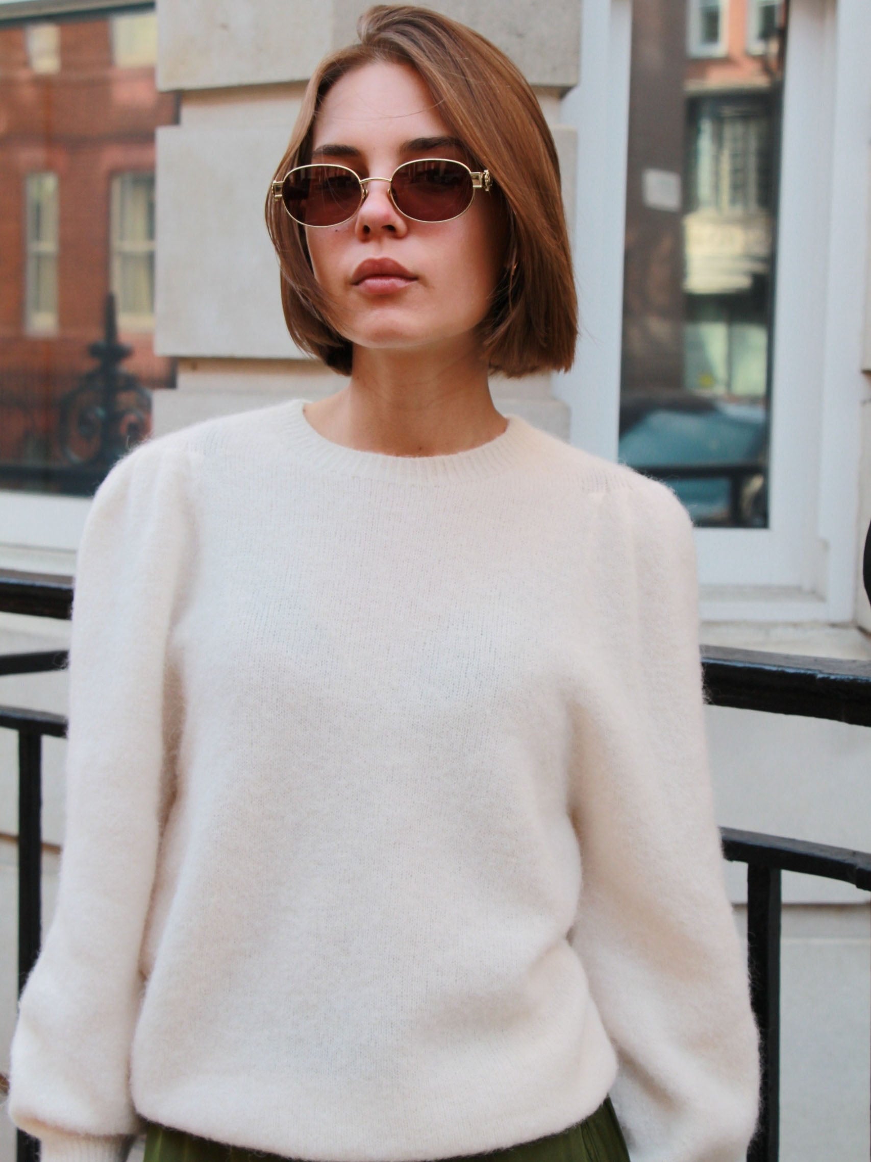Anni - Puff sleeve jumper Cream