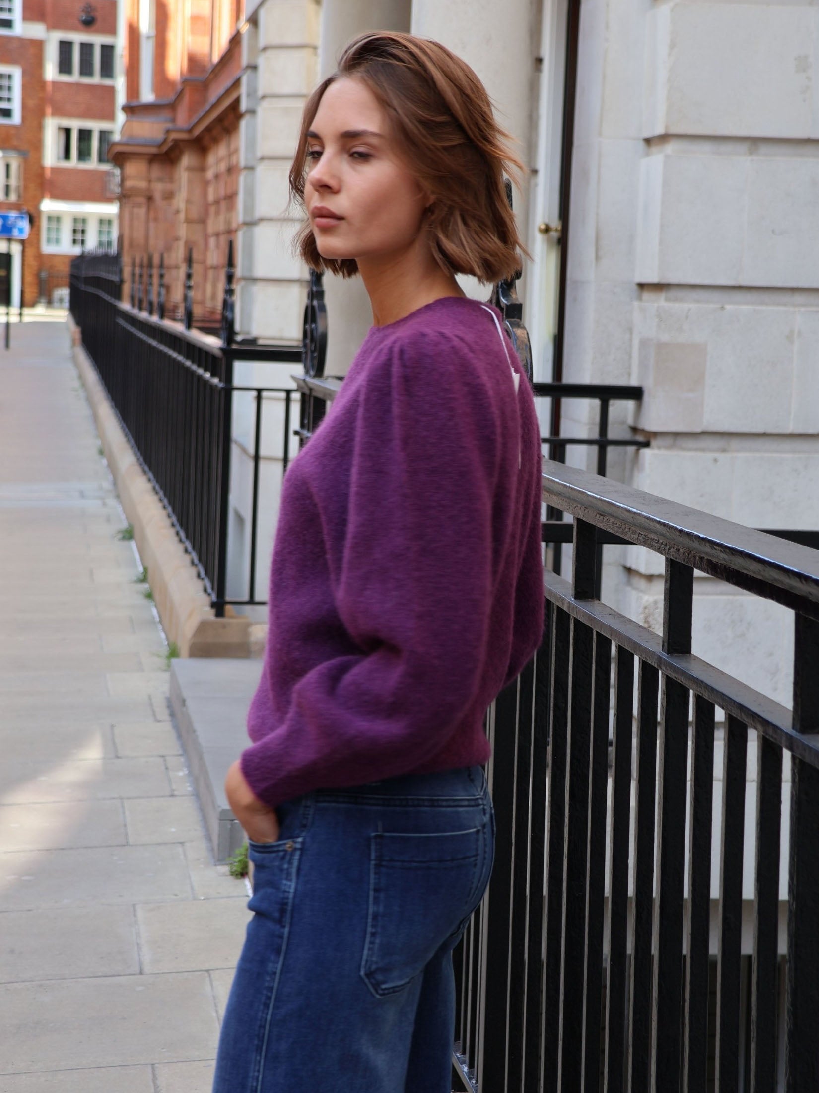 Anni - Puff sleeve jumper Purple