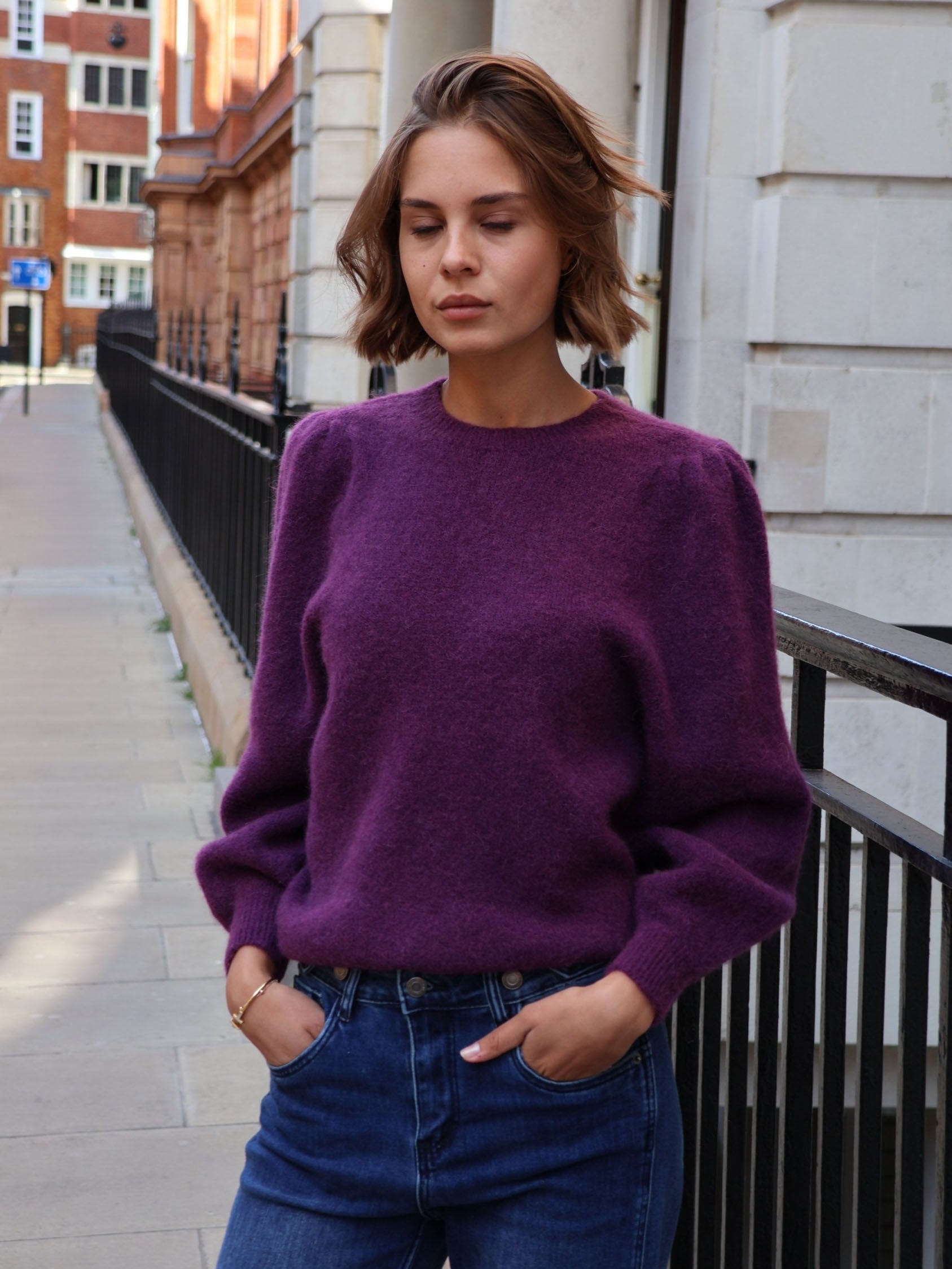 Anni - Puff sleeve jumper Purple