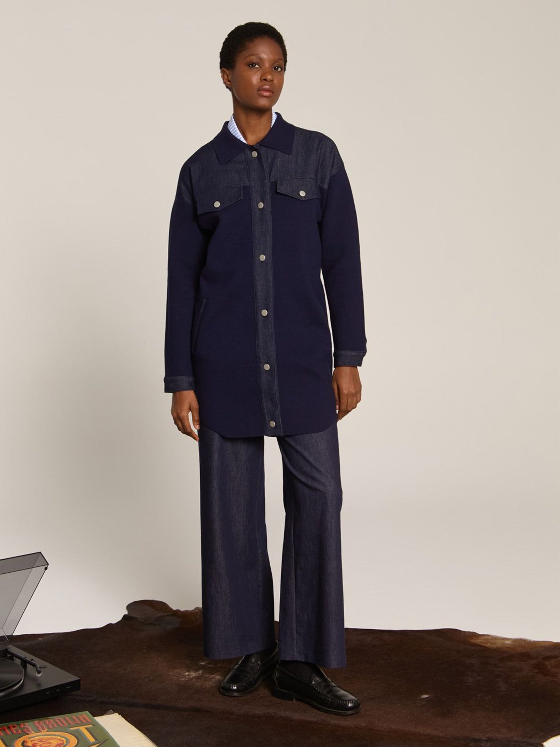 Macy - Denim trim knitted jacket