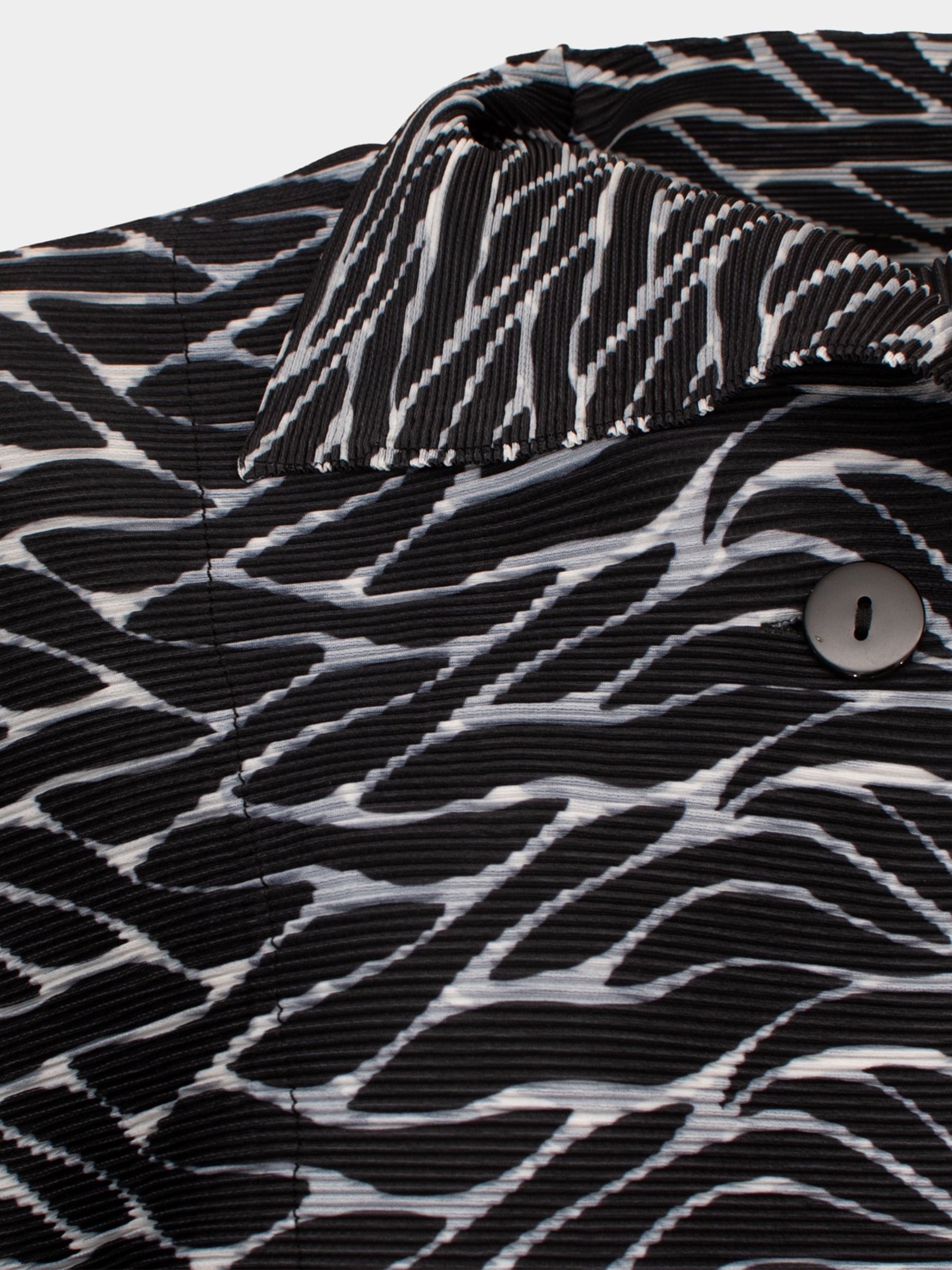Juliette black white printed pleated bomber jacket