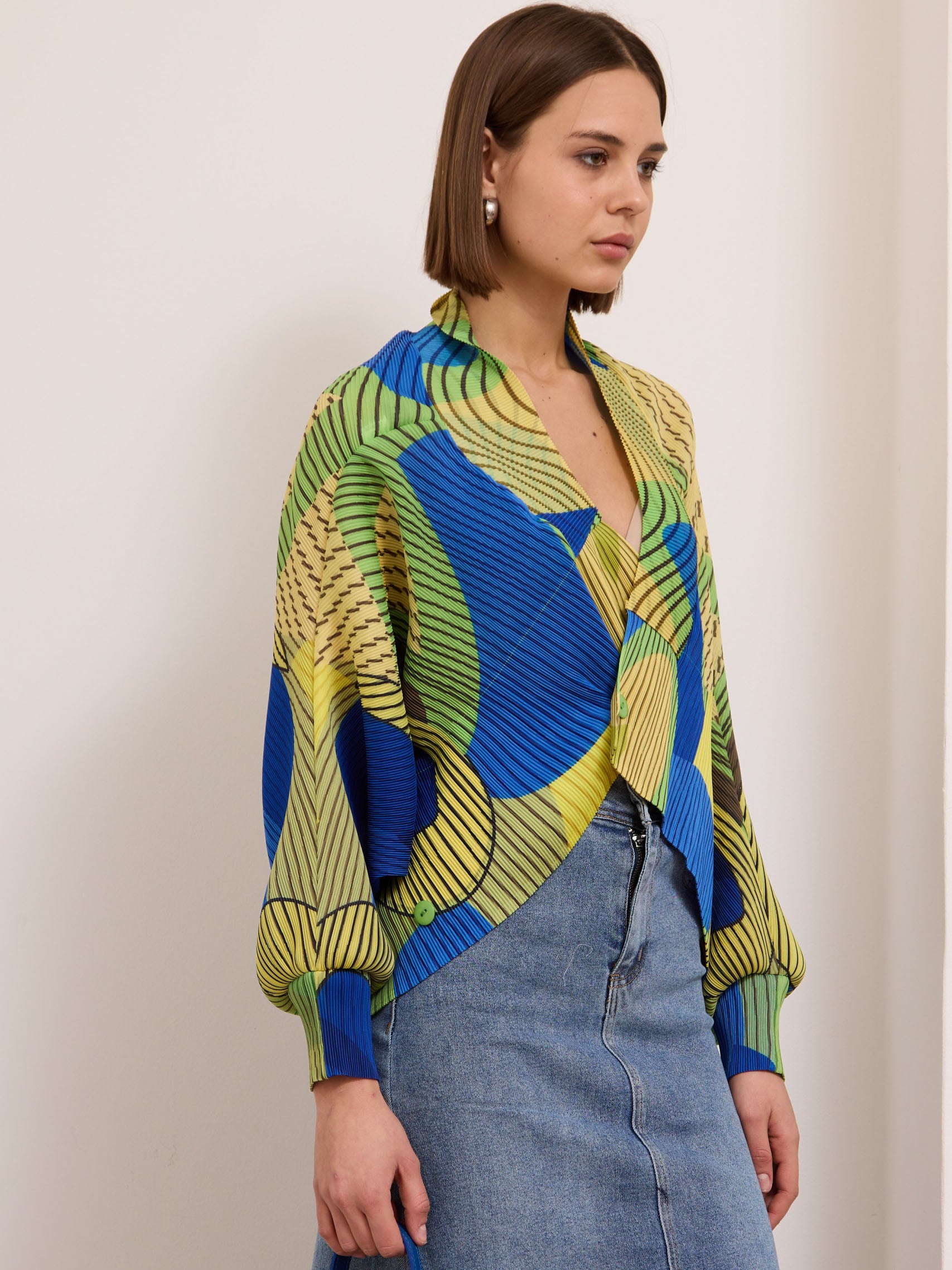 Juliette pleated bomber jacket - Yellow/Green