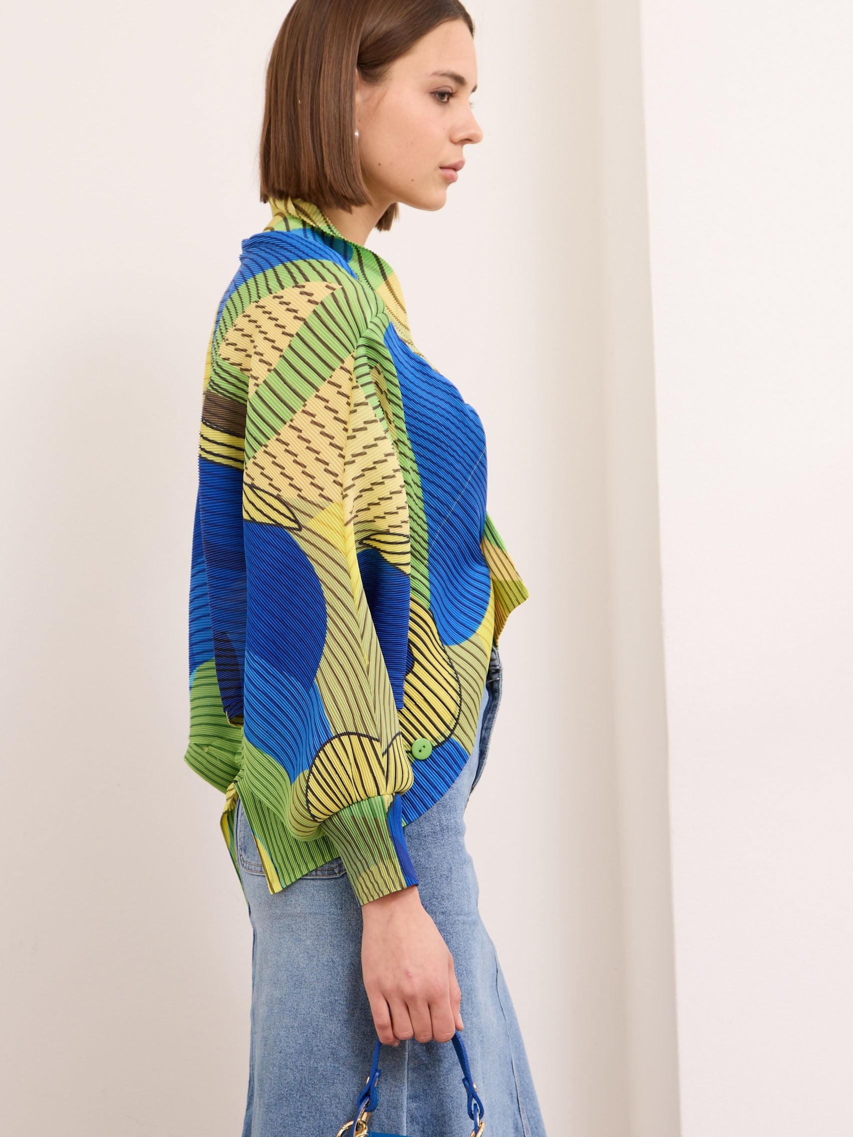 Juliette pleated bomber jacket - Yellow/Green