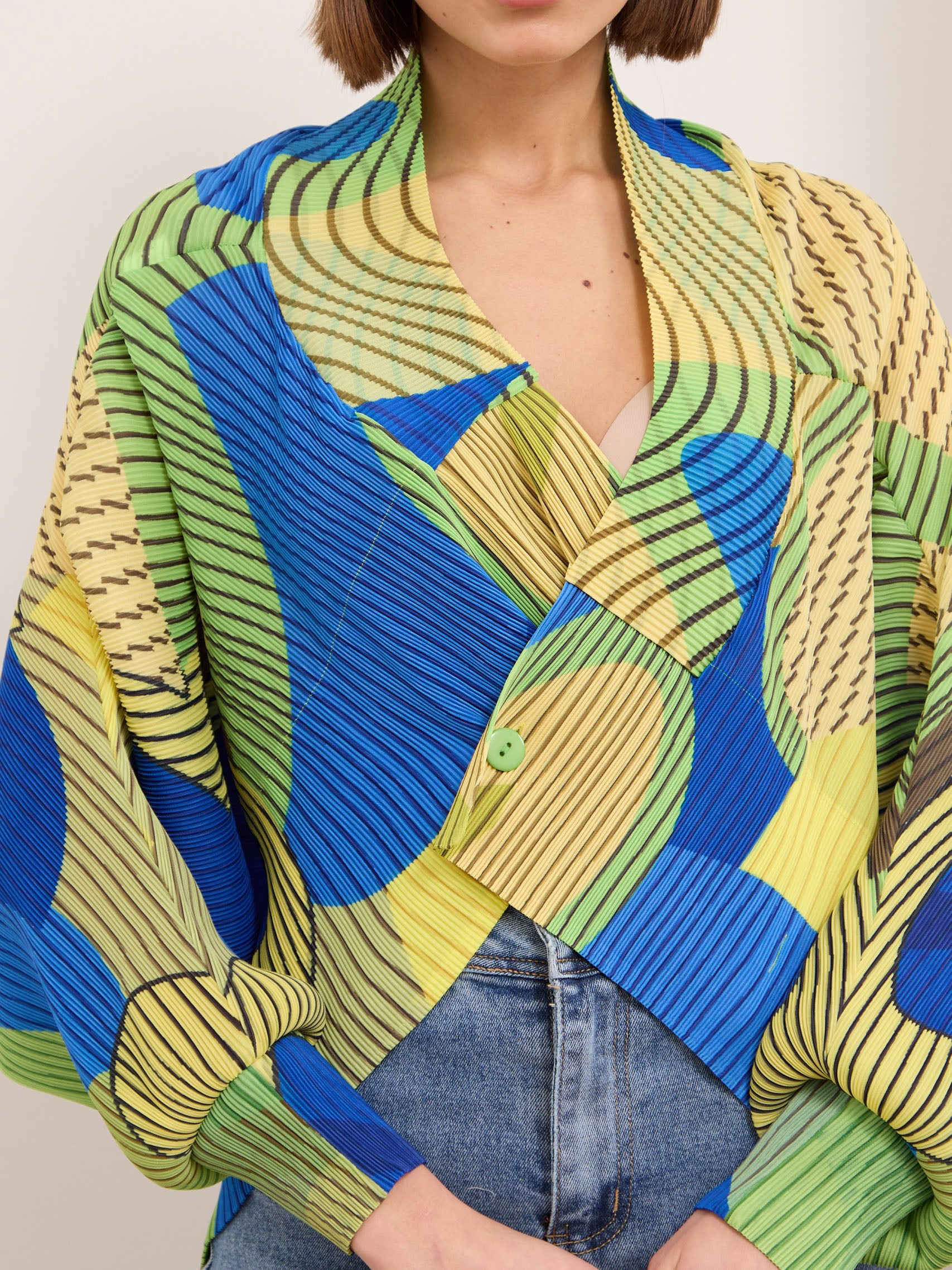 Juliette pleated bomber jacket - Yellow/Green