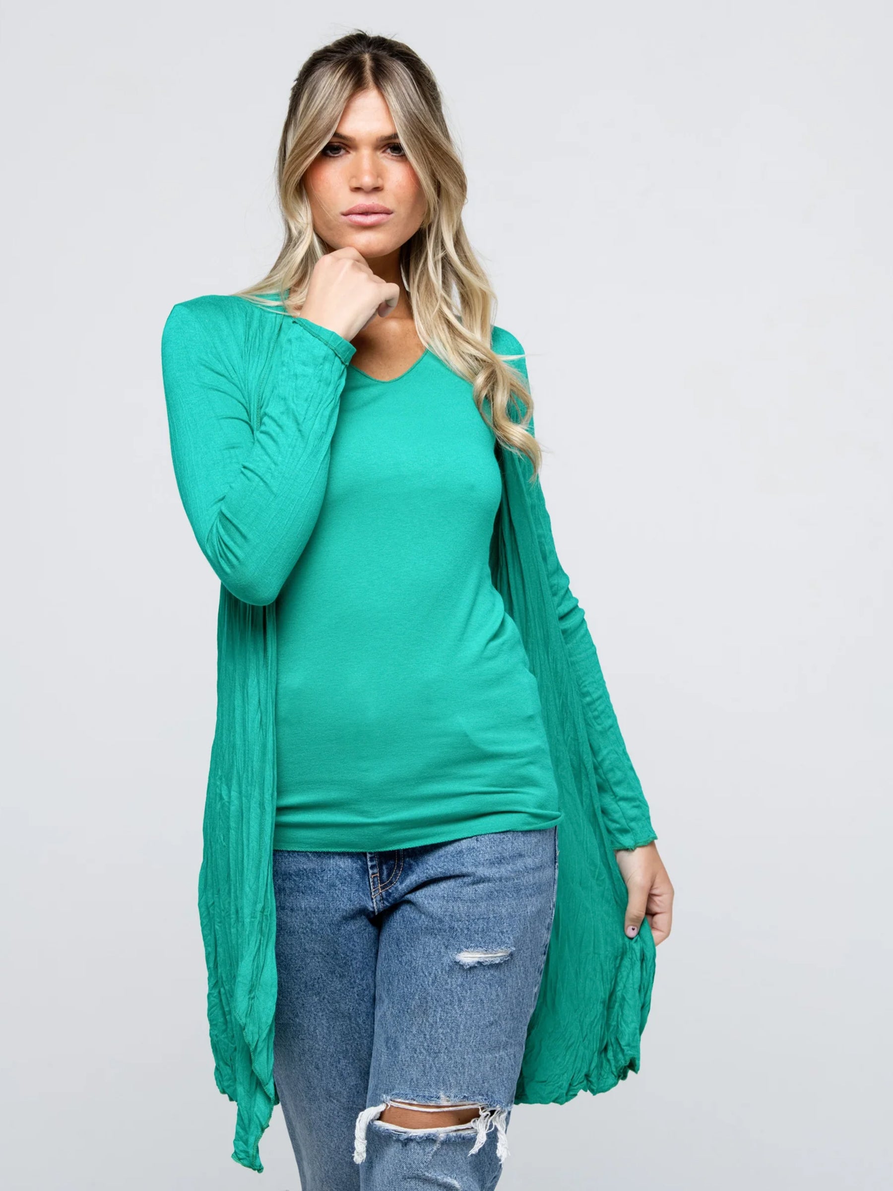 Longo -  Waterfall soft jersey cardigan