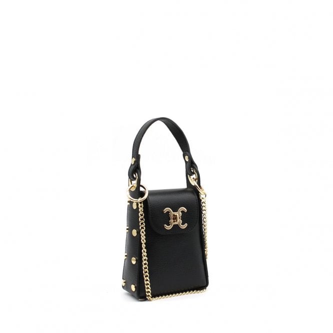 Celina black cc clasp leather cross body bag