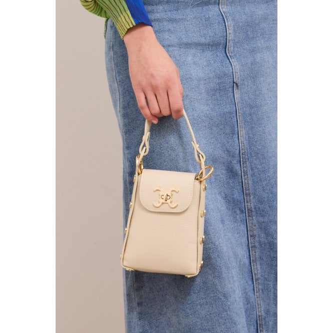 Celina cream cc clasp leather cross body bag