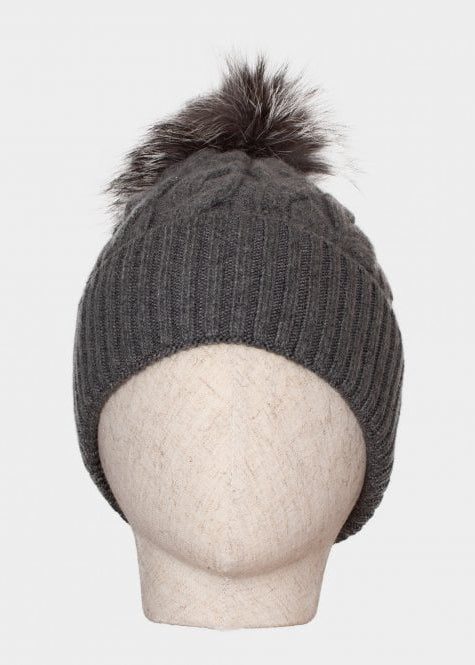 Connie Cashmere blend cable knit bobble hat