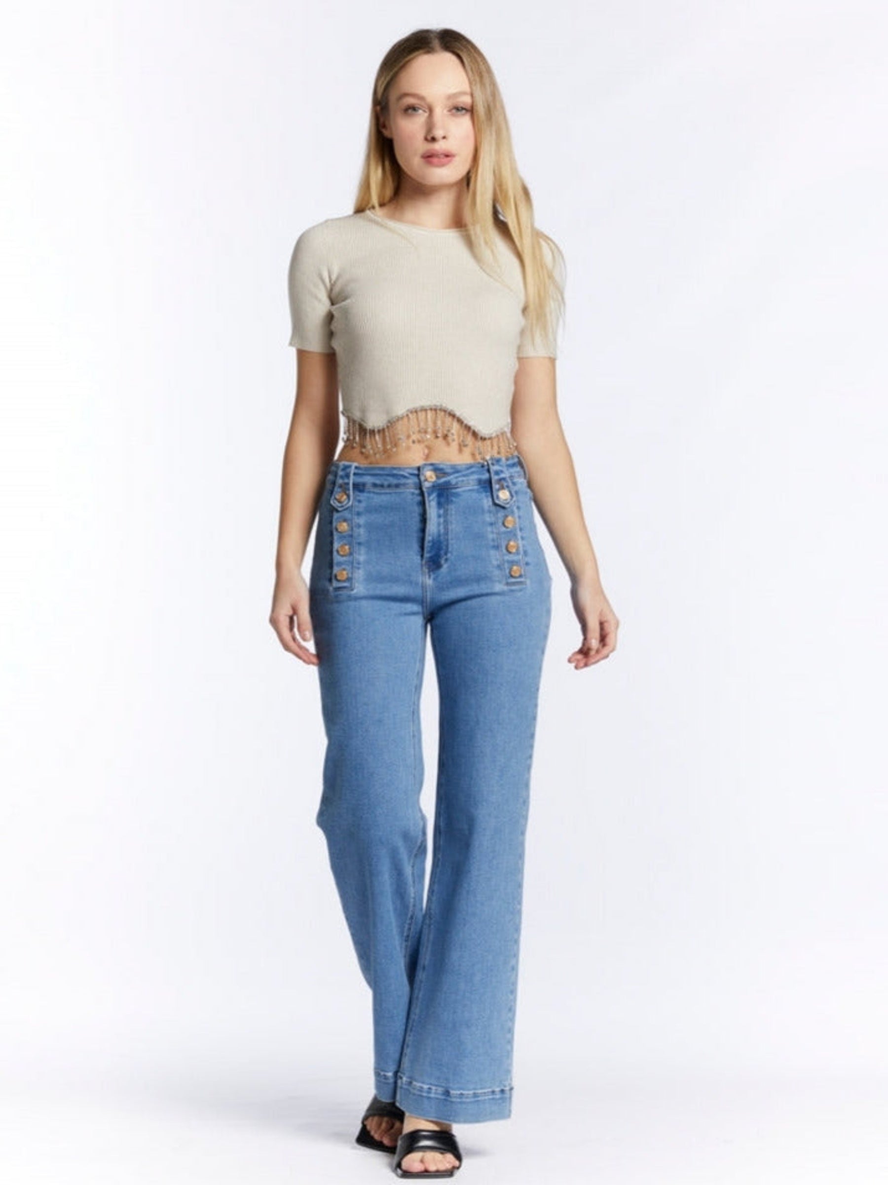 Doreen - Military button front jeans