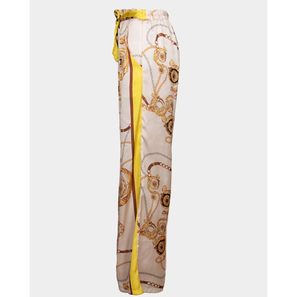 Florence neon yellow print soft satin trousers