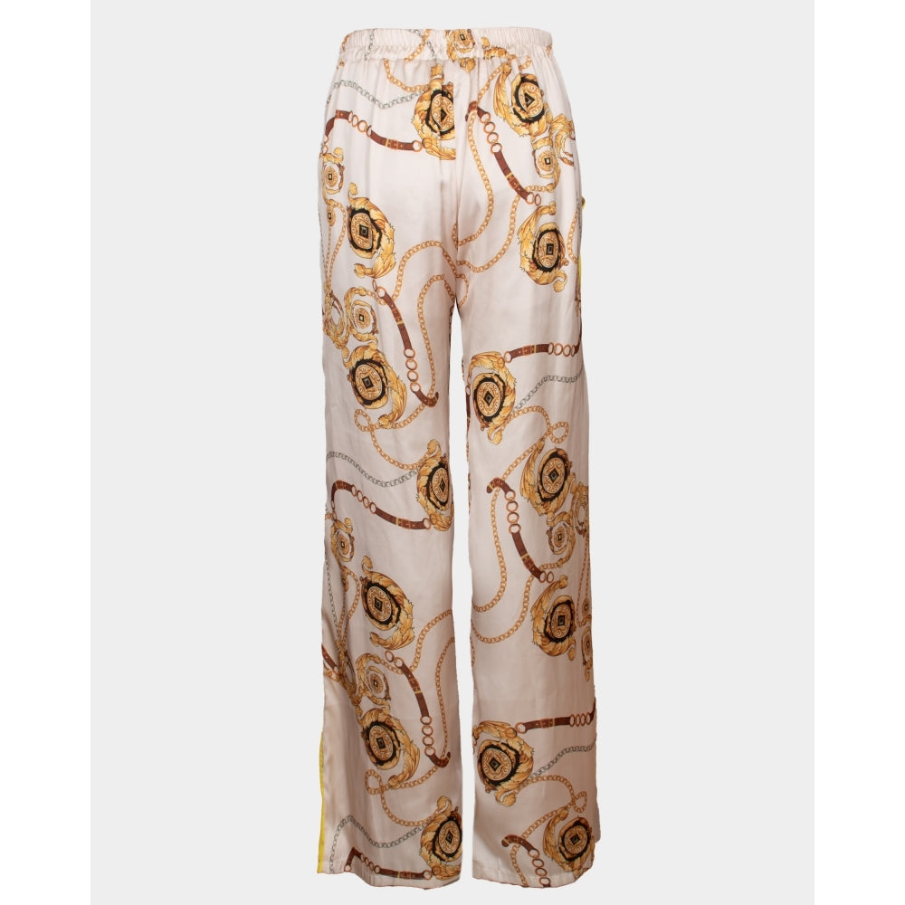 Florence neon yellow print soft satin trousers