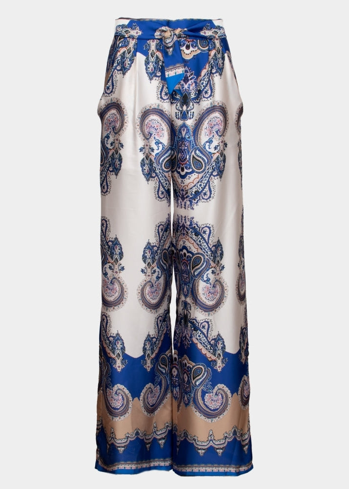 Ibiza Soft satin print trousers