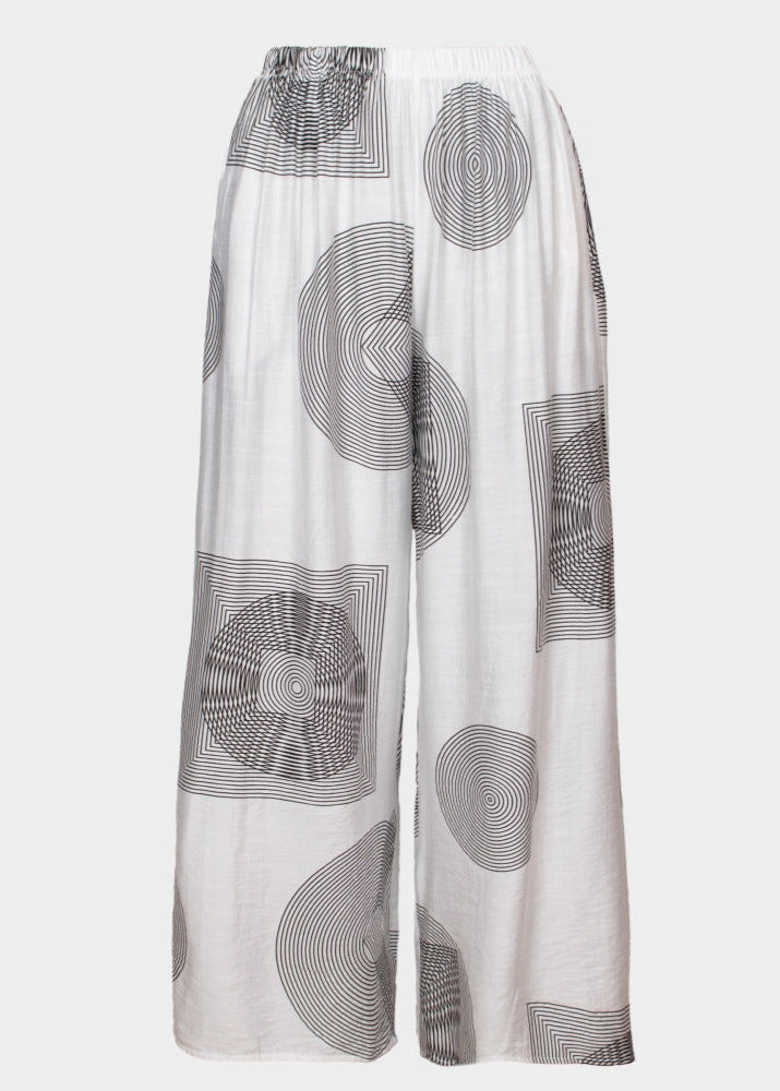 Marisa white spiro printed wide leg ankle length trousers