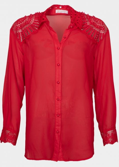 Melissa Chiffon crochet trim blouse
