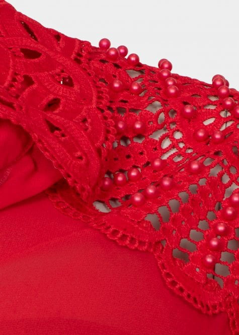 Melissa Chiffon crochet trim blouse