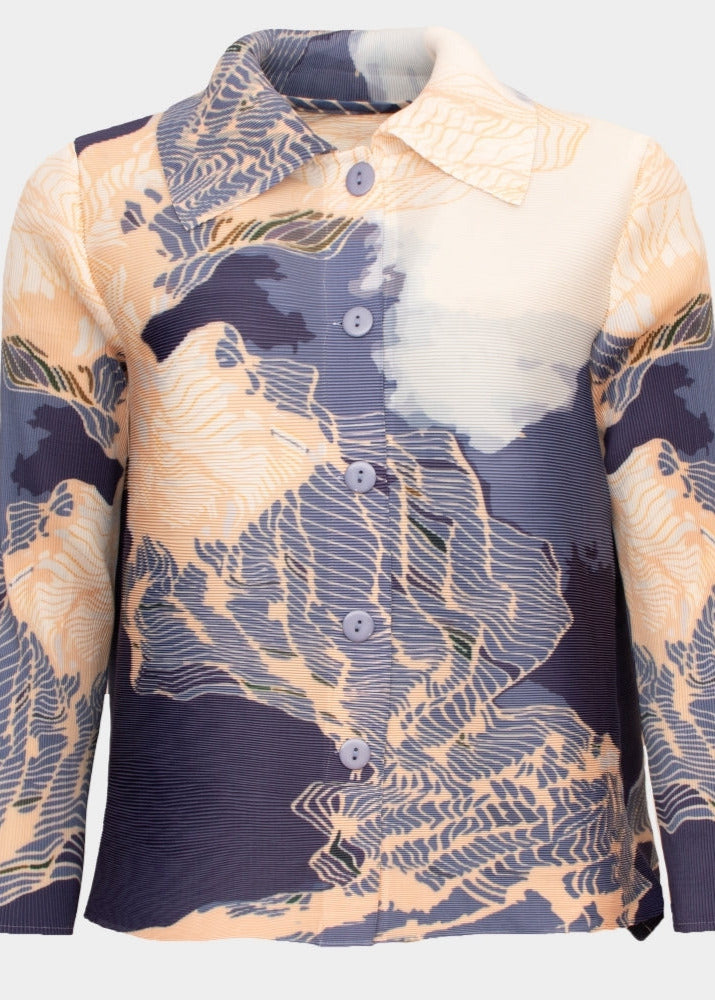 Monroe navy orange island printed pleated short jacket