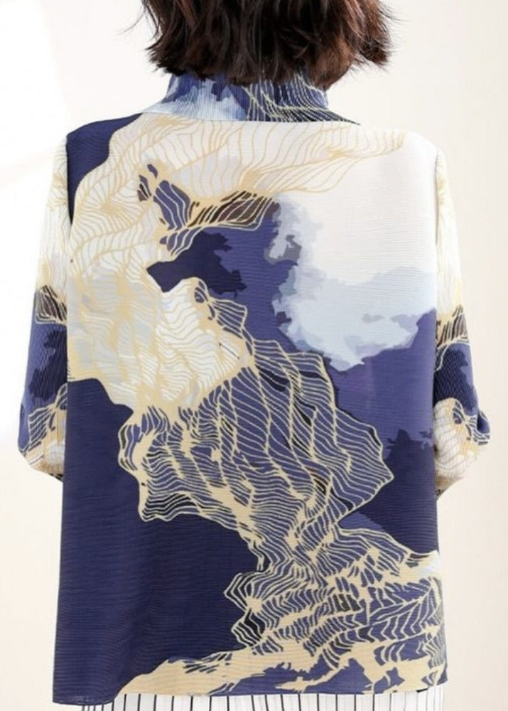 Monroe navy orange island printed pleated short jacket