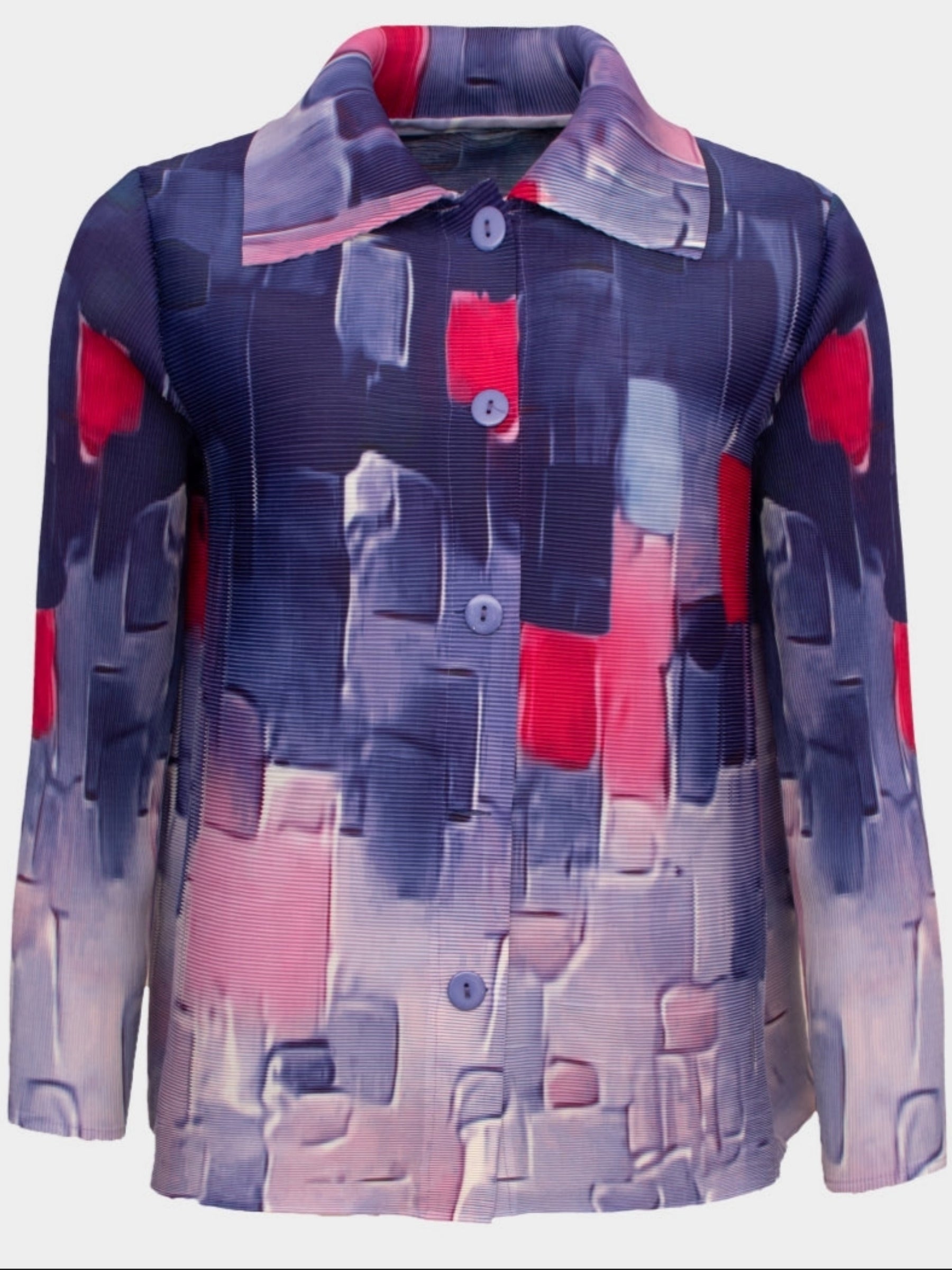Monroe purple block printed pleated short jacket