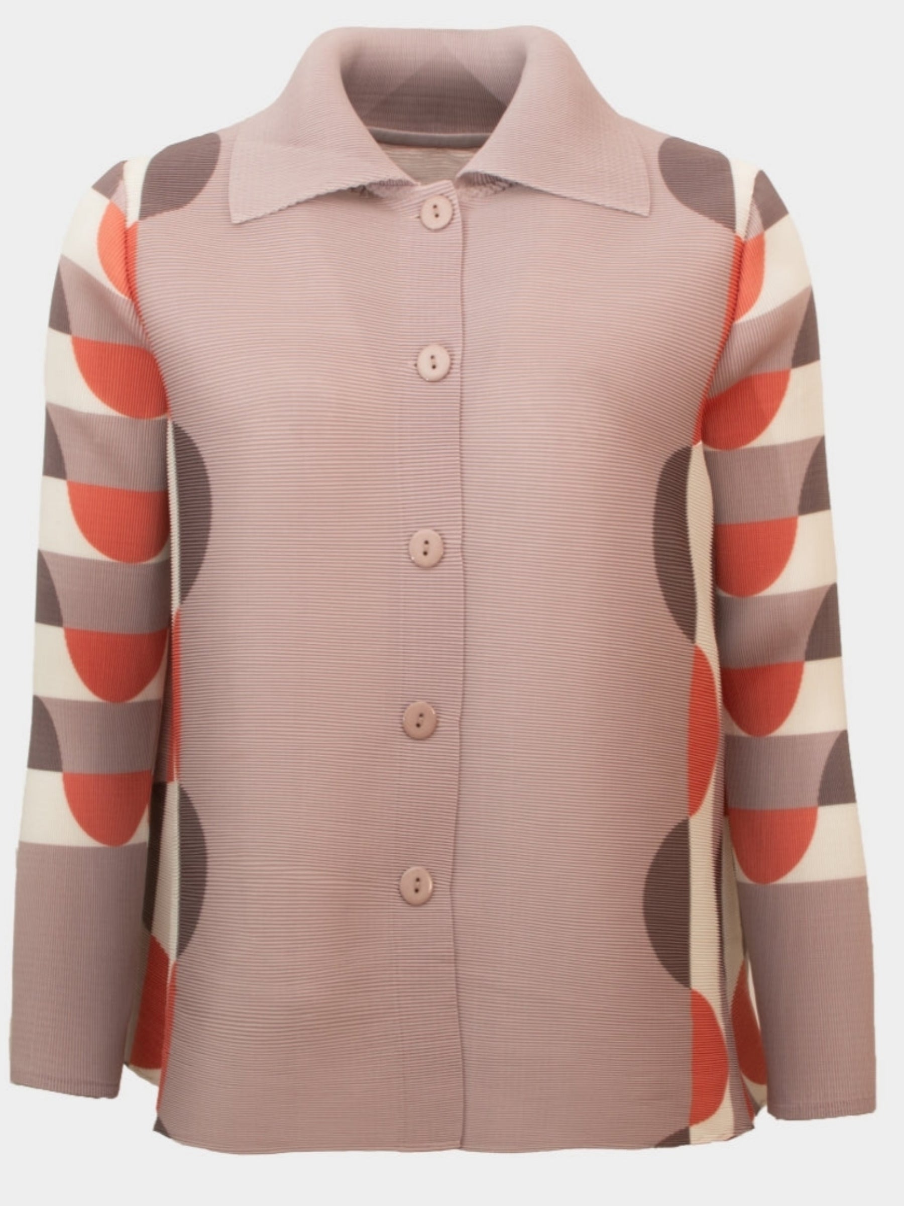 Monroe taupe abstract printed pleated short jacket