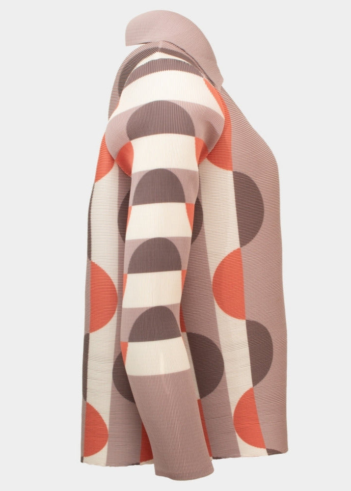 Monroe taupe abstract printed pleated short jacket