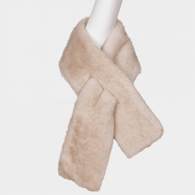 Parker oatmeal faux fur wrap scarf
