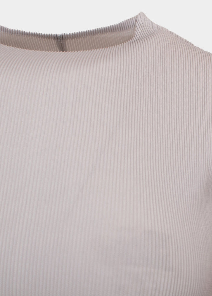 Pippa grey sleeveless pleated round neck top