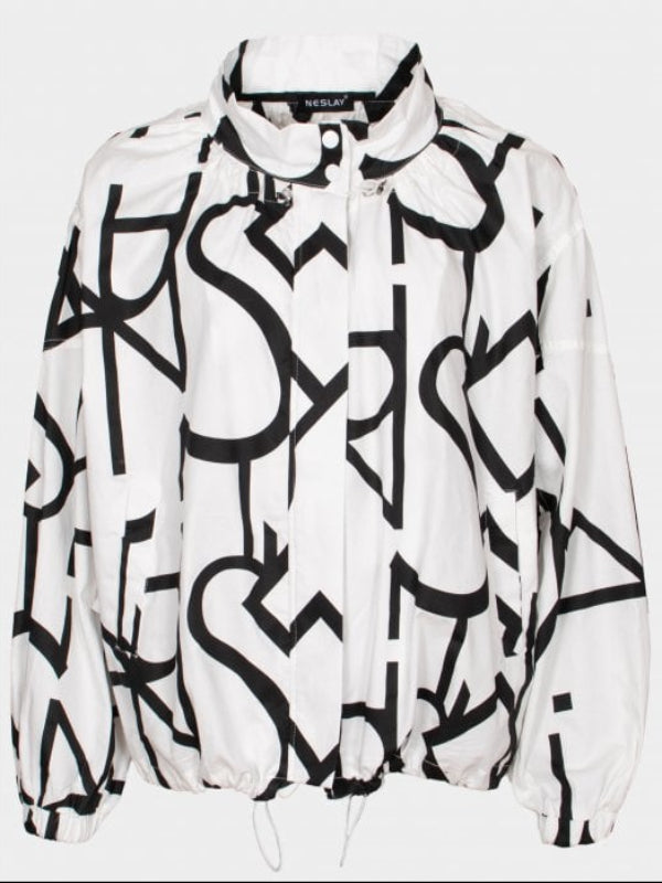 Samantha white black graffiti poplin jacket