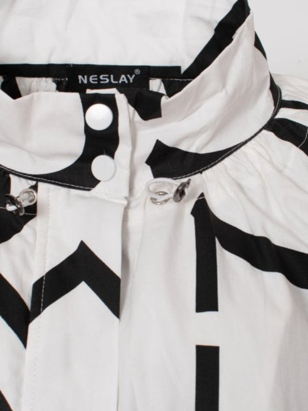 Samantha white black graffiti poplin jacket